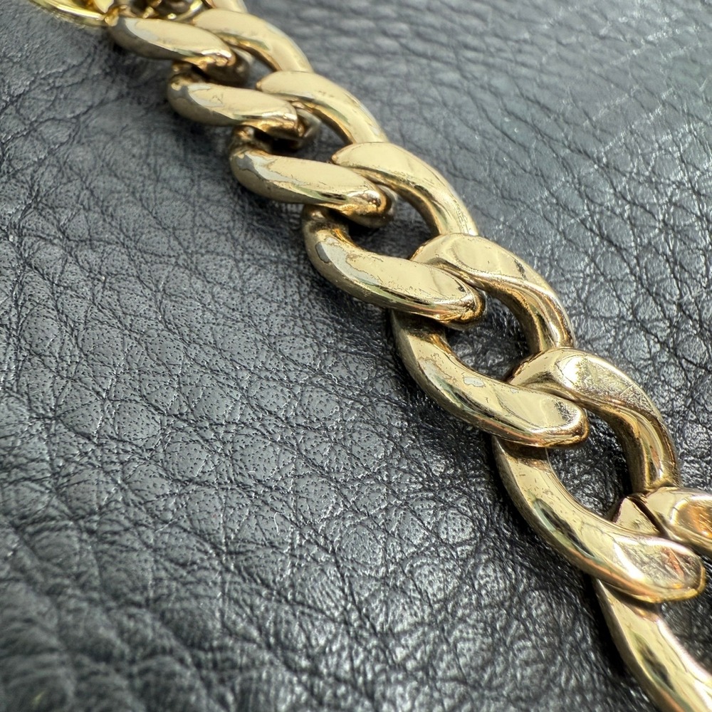 Michael Kors Black Pebbled Leather Chain Shoulder Tote Bag Crossbody Strap - Picture 8 of 16